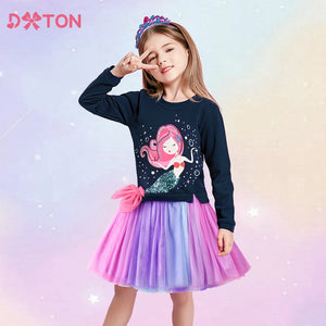 Children Sweater Dress For Girls Mermaid Patchwork Princess Tutu Dress - 90shopping Co LLC