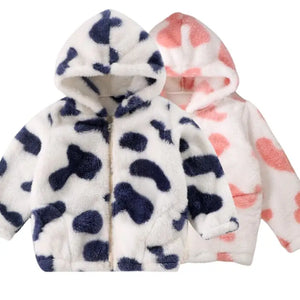 Girls Hooded Plush Jacket Big Children Autumn Winter Keep Warm Outerwear - 90shopping Co LLC
