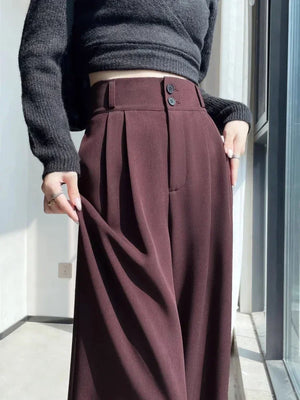 High Waist  Suit Pants Women Straight Black Korean Office Ladies Trousers Fashion - 90shopping Co LLC
