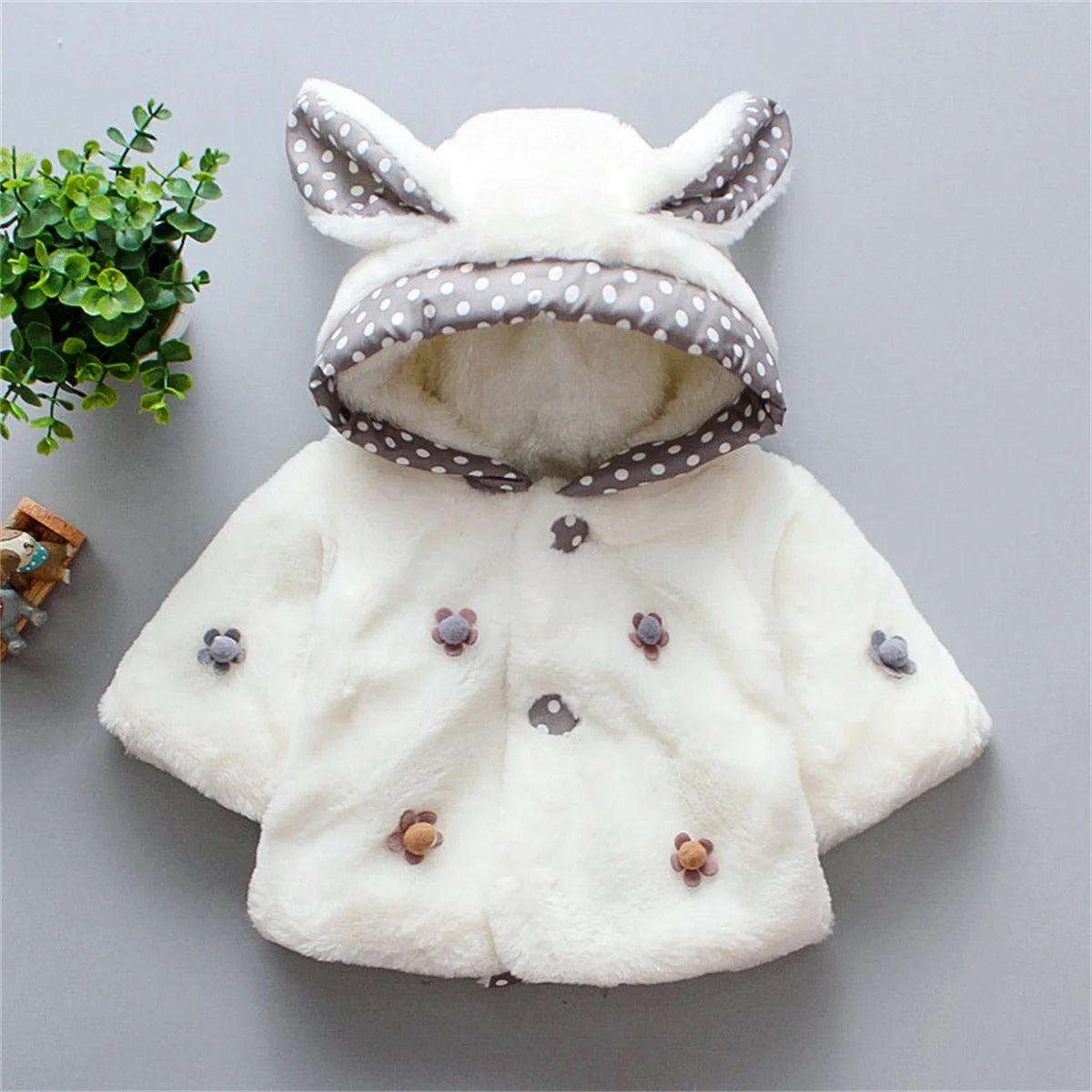 Autumn Girls' Shawl Coat Short Cute Flower Hooded Combination Short Sleeve Fashion Wool Sweater