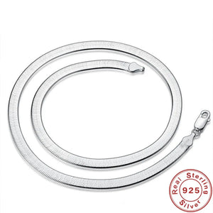 charms 925 Sterling Silver fine 4MM Blade Flat snake Chain Necklace for Women - 90shopping Co LLC
