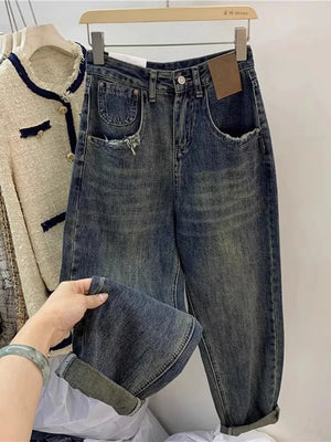 Y2k Jeans Plus Size Vintage Harlan Jeans High Waist Stretch Loose Pants - 90shopping Co LLC