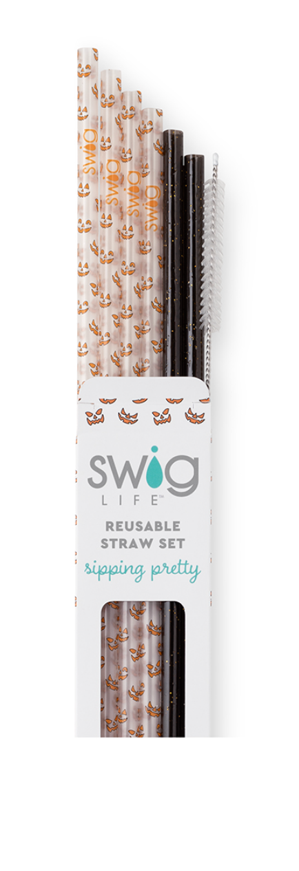 Swig Reusable Straw Set - Pumpkin Spice + Light Blue