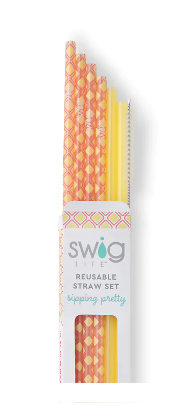 Swig Confetti & Pink Reusable Straw Set