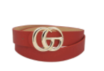 FASHION TRENDY CRANBERRY LONG BELT WITH GOLD BUCKLE