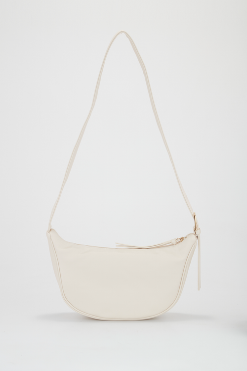 M nude plaited banana bag