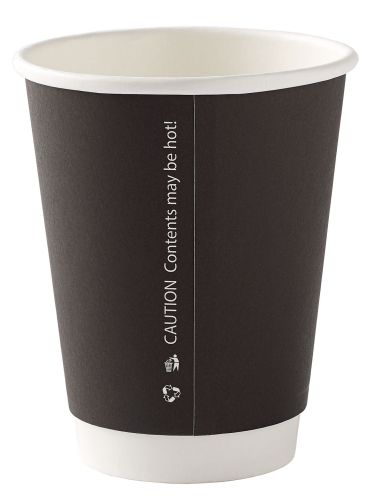 8 oz Black Rippled Double Wall Paper Cups with Lid Option