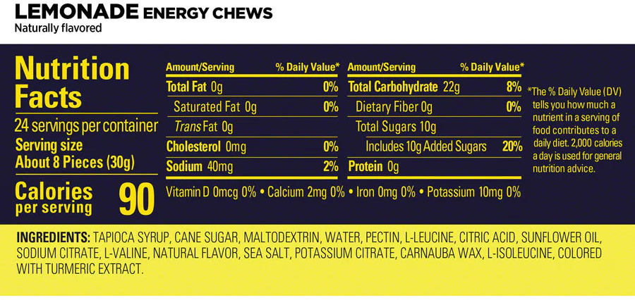 GU Energy Chews, Lemonade Energy Gummies with Electrolytes