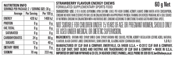 CLIF BLOKS STRAWBERRY Energy Chews