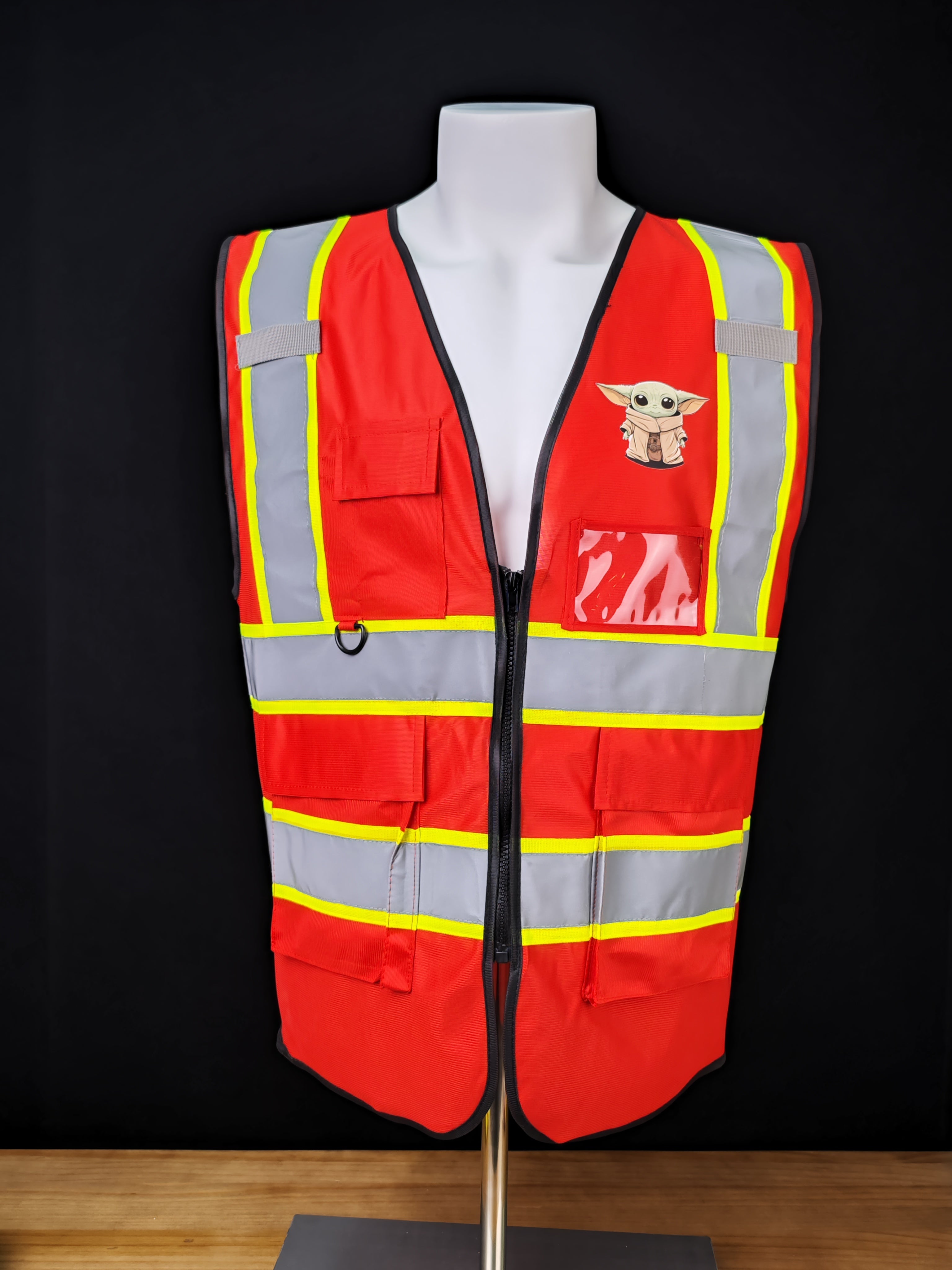 custom safety vest with logo red safety vest