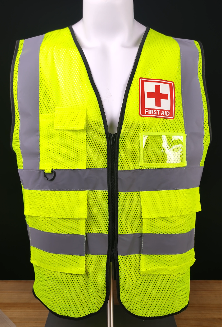 yellow safety vest with logo hi vis vest with ID pocket