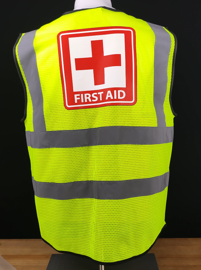 yellow safety vest with logo hi vis vest with ID pocket zipper reflecitvie vest custom logo