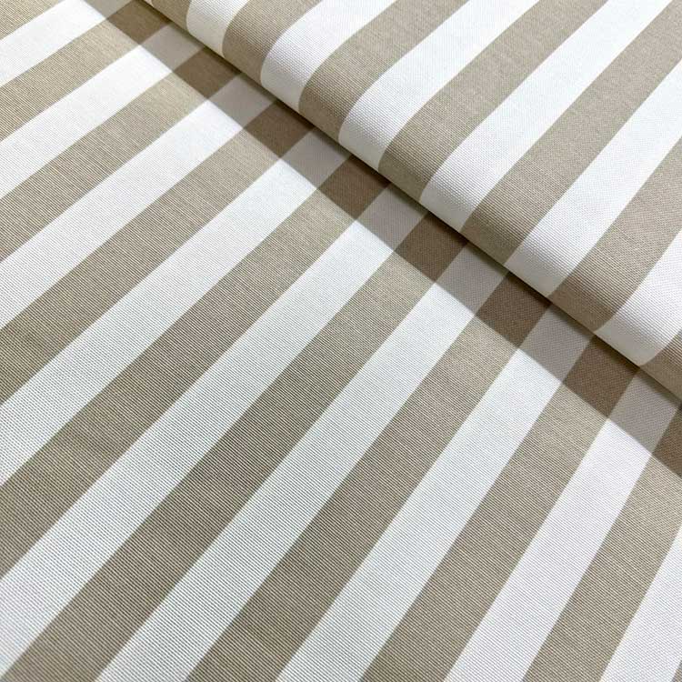 Beige White Stripe Fabric, Tan Upholstery Cotton Duck Canvas