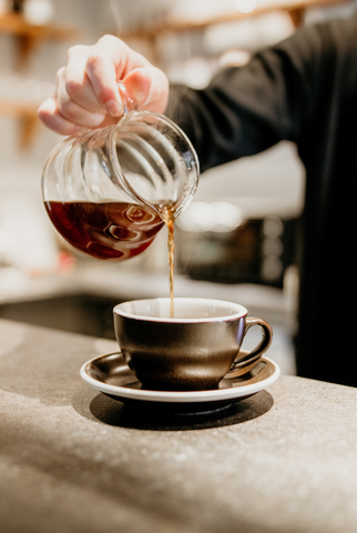 pouring freshly brewed coffee