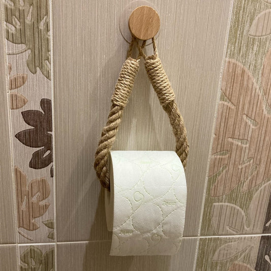 Vintage Rope Nail Free Toilet Roll Holder