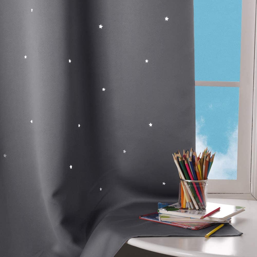 Grommet Blackout Curtains For Living Roomand Bedroom Star Cut Out Curtains 2 Panels KGORGE Store