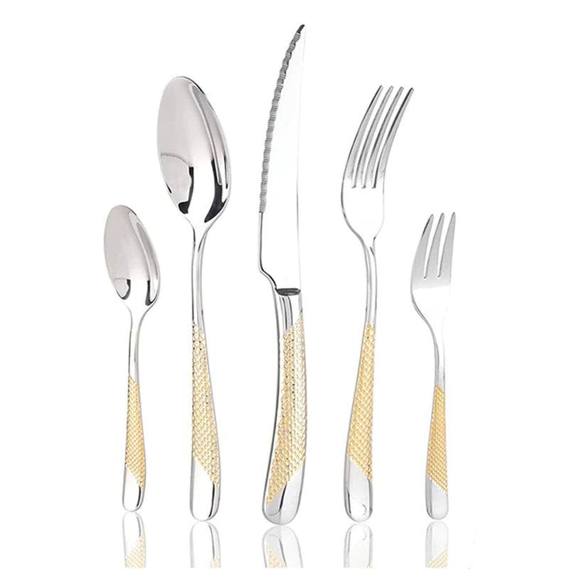 Fashion Golden Dinnerware Set 18/10 Stainless Steel Dinner Knife Fork Cutlery Set Service Silverware Flatware Drop Shipping