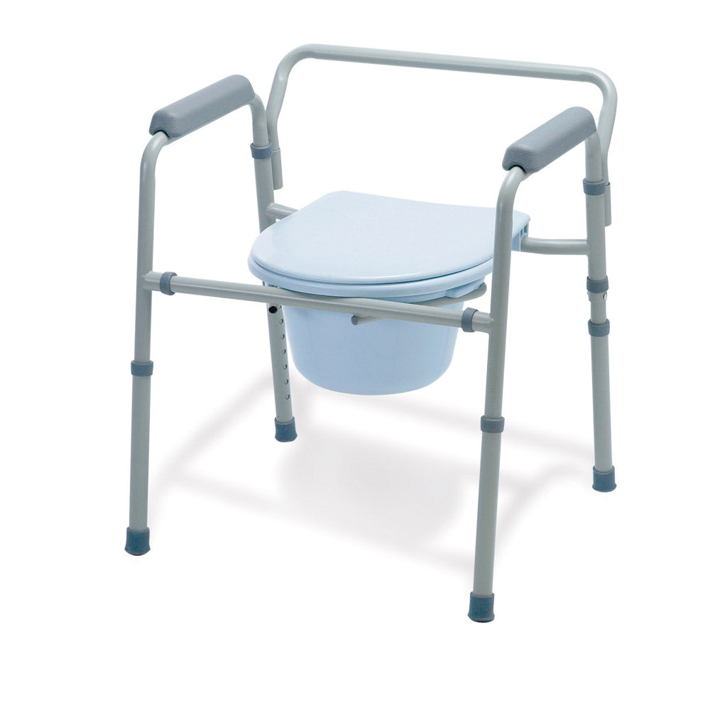 3-in-1 Steel Drop Arm Bedside Commode with Padded Arms