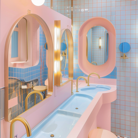 Futuristic bathroom pink