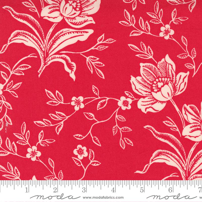 Woodcut Floral Red 108"