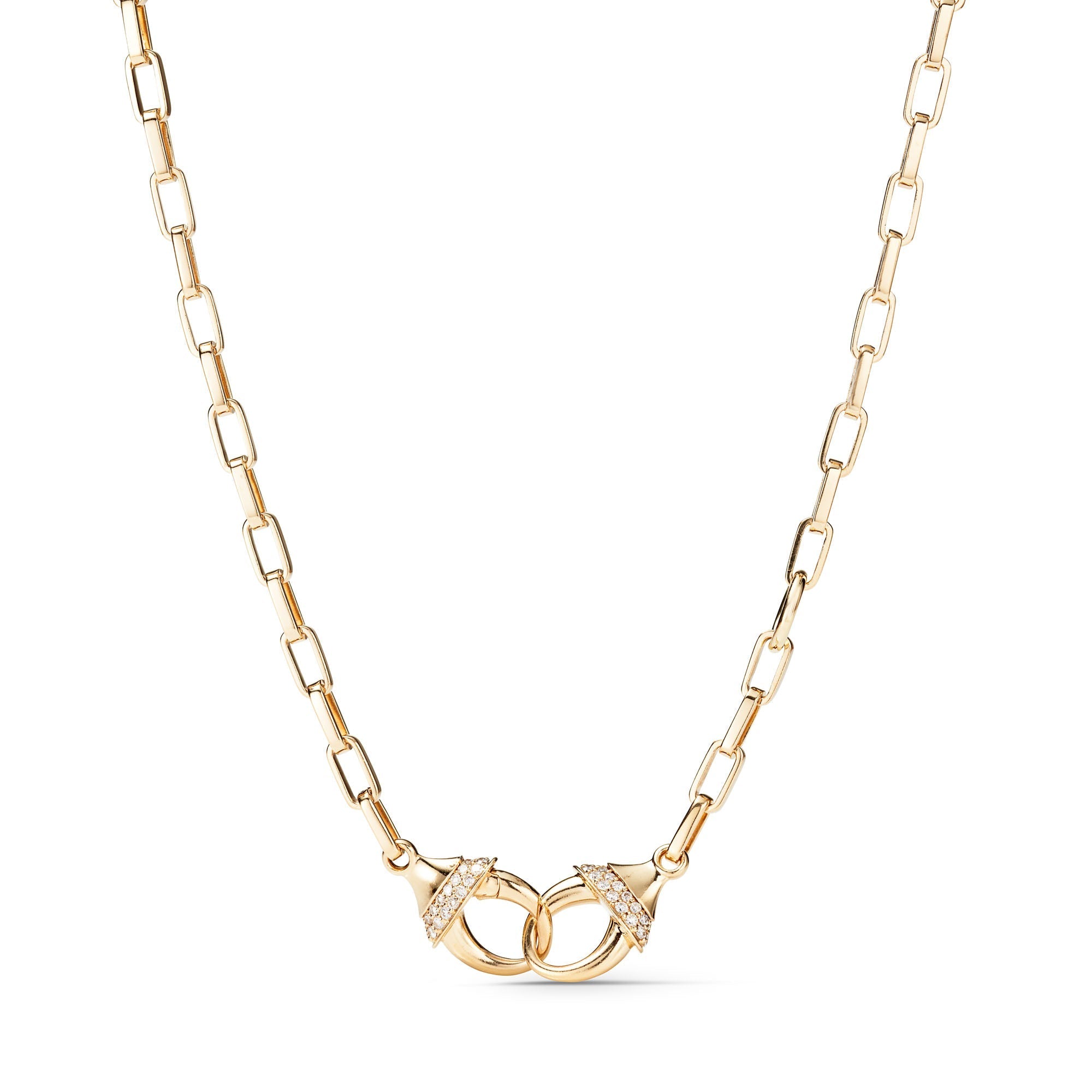 Paperclip Chain with Diamond Hinged Clasp