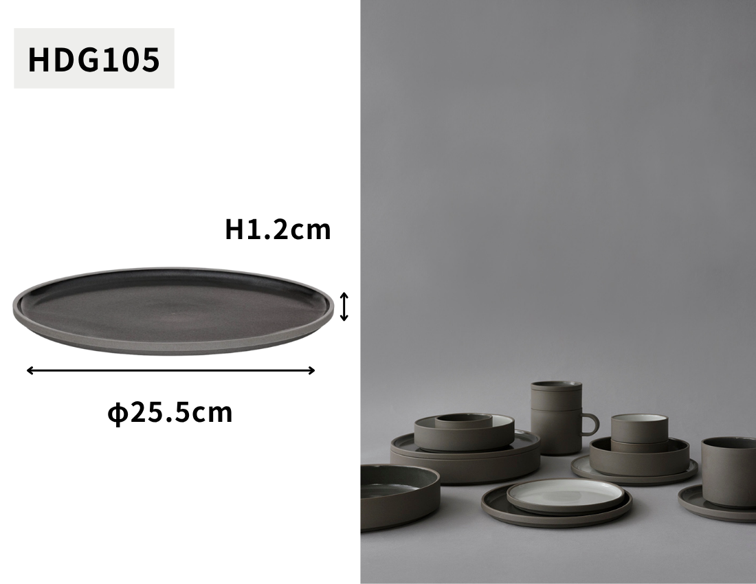 HASAMI PORCELAIN グレーコレクション プレート Φ225×12 HDG105 ダークグレー