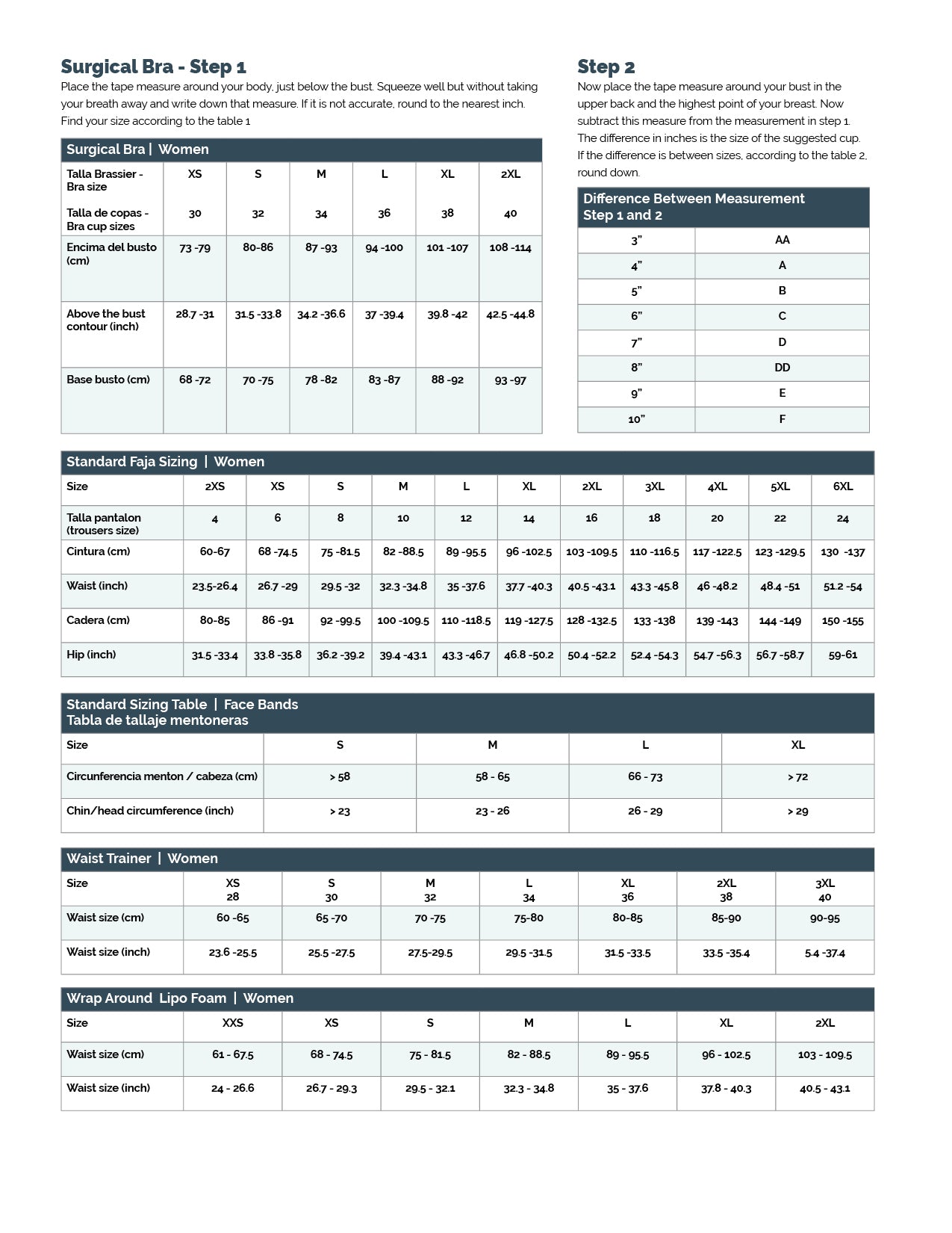 Sizing Chart