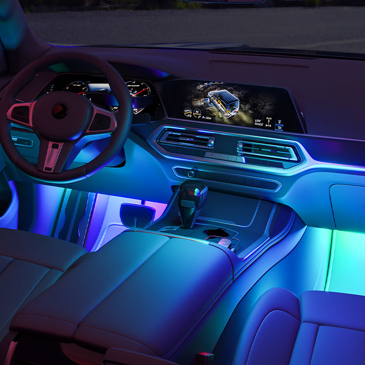 Smart Car Interior Lights RGB Multicolour Footwell Lights APP/Remote Music  Sync