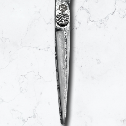 Sword Blade of the Saki Kanzen Damascus Scissors
