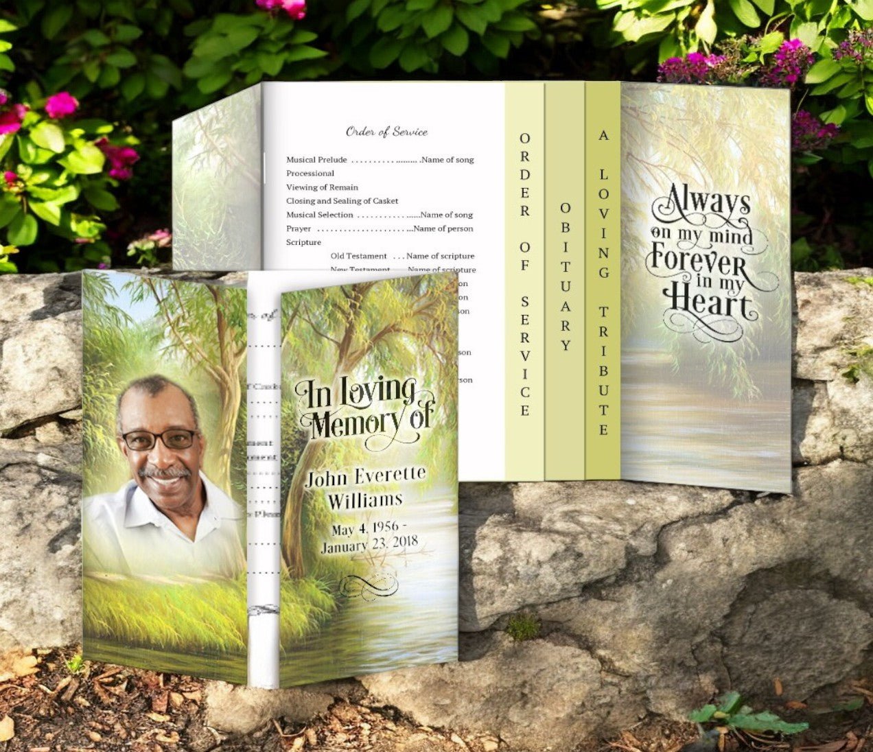 Willow Gatefold-Graduated Combo Funeral Program Design & Print (Pack of 50)