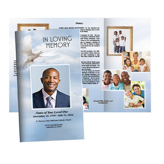Dove of Peace Trifold Funeral Brochure Template