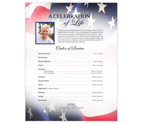 U.S. Flag Funeral Flyer Template.