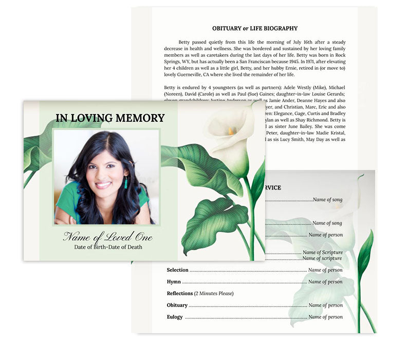 Valley Lily Greeting Card Style Funeral Program Template (Google Docs)