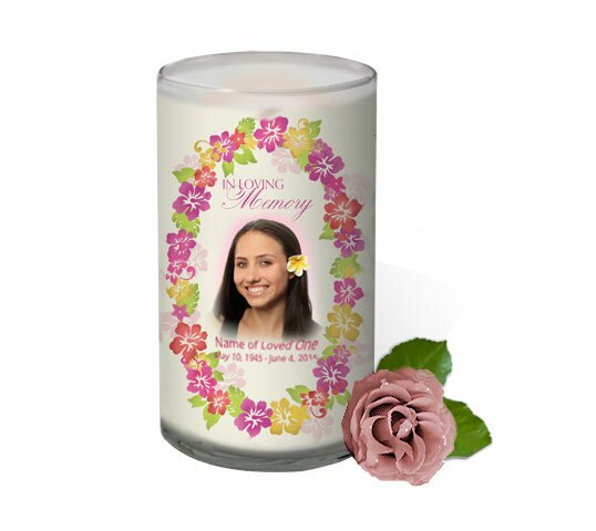 Aloha Lei Personalized Glass Memorial Candle Image