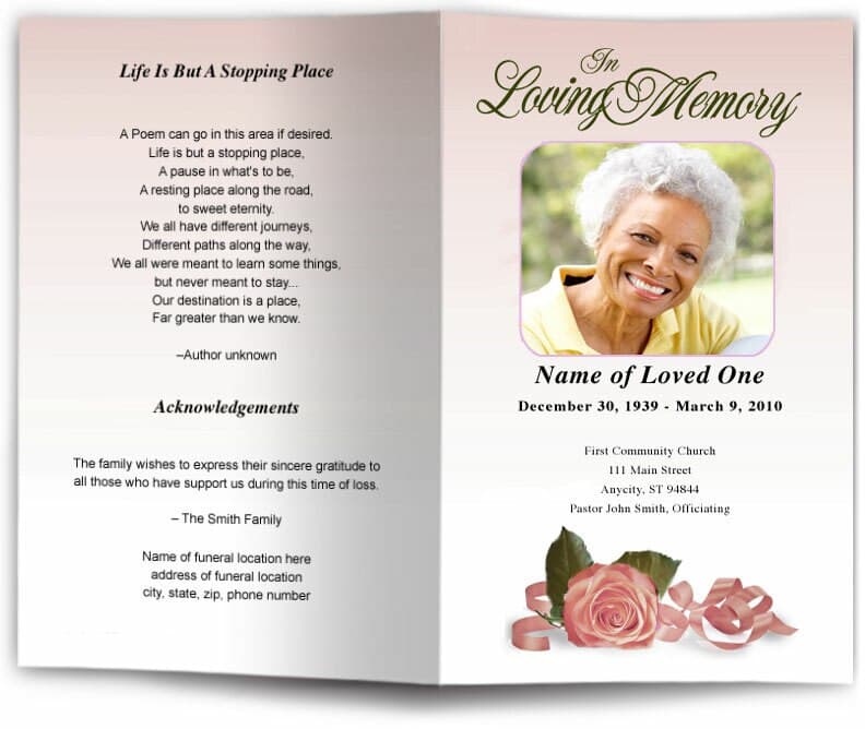 Memory Funeral Program Template - Funeral Program Site