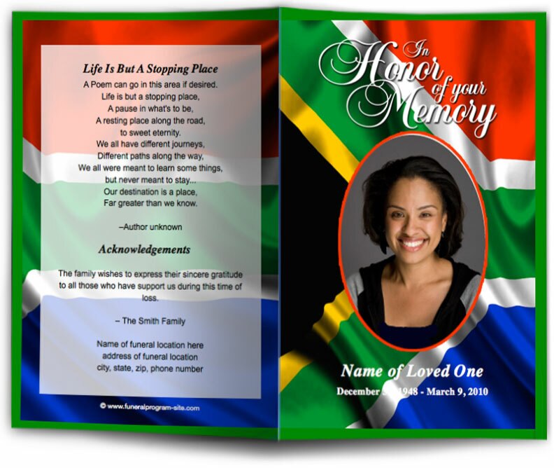 South Africa Funeral Program Template Diy Funeral Programs