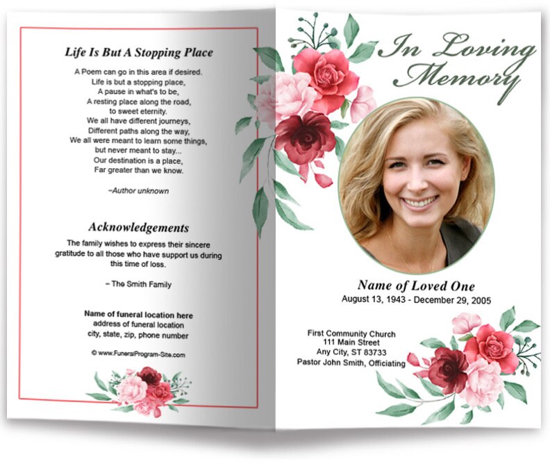 Carrara Watercolor Funeral Program Template