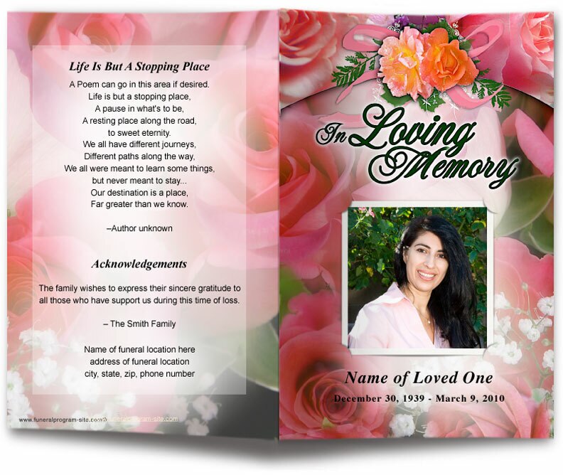 Rosy Funeral Program Template