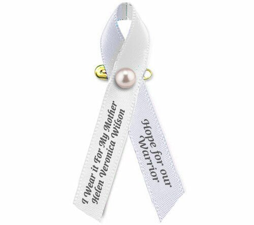 Personalized Lung Cancer Ribbon (Pearl White) Image