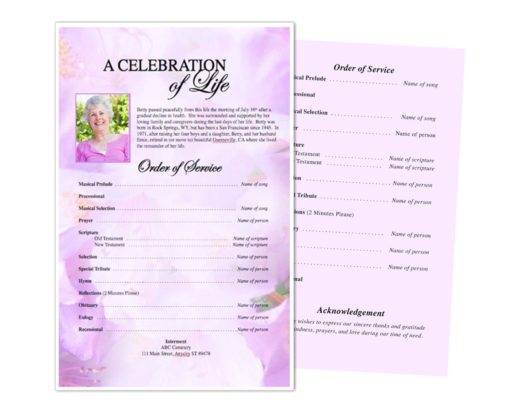 Lavender Funeral Flyer Template