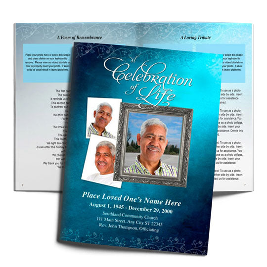 Teal Devotion Funeral Booklet Template