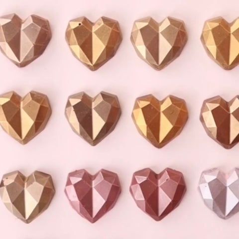 metallic chocolate geo hearts 