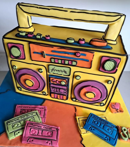 Radio cassette player shaped cartoon cake