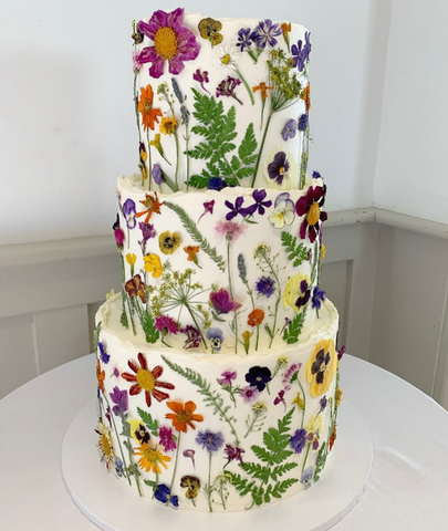 Cake Decorated with Edible Flowers