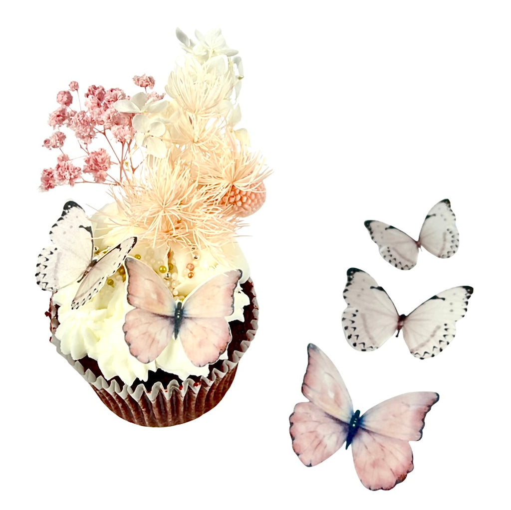 Butterfly and flowers Birthday Cake topper Edible paper sugar sheet  cupcakes