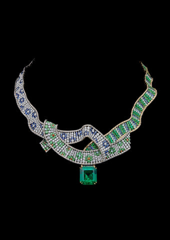 Dior Print Collection Colombian Emerald Necklace