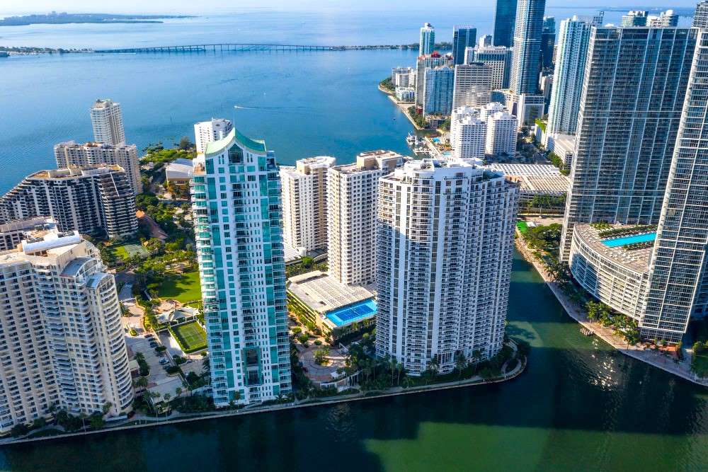 Aerial view of Brickell and Brickell Key