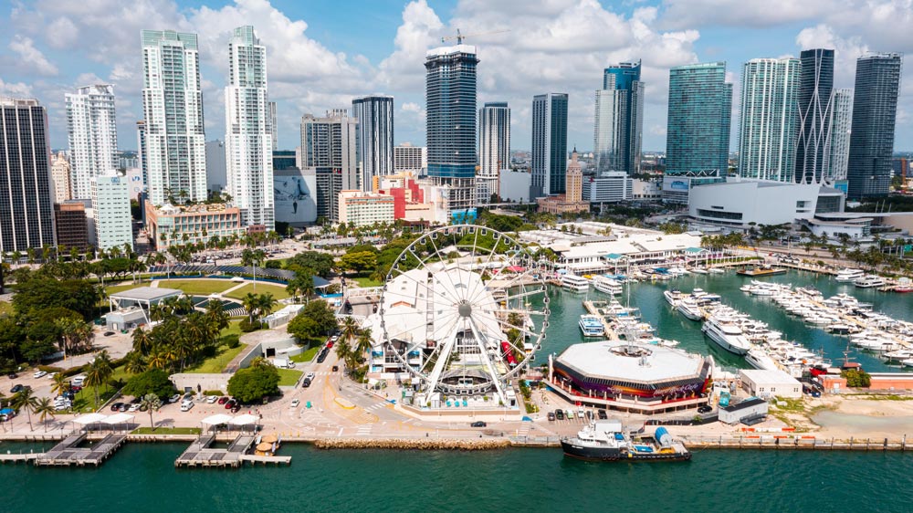 Bayside Marketplace & Ferris Wheel - Aerial view