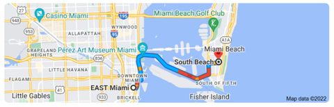 Directions from East Hotel to South Beach