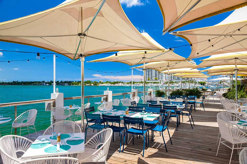 The Lido Bayside Grill terrace overlooks the sea